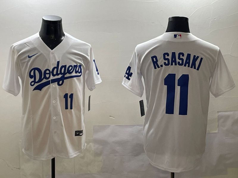 Men Los Angeles Dodgers #11 R.Sasaki White Game 2025 Nike MLB Jersey style 2